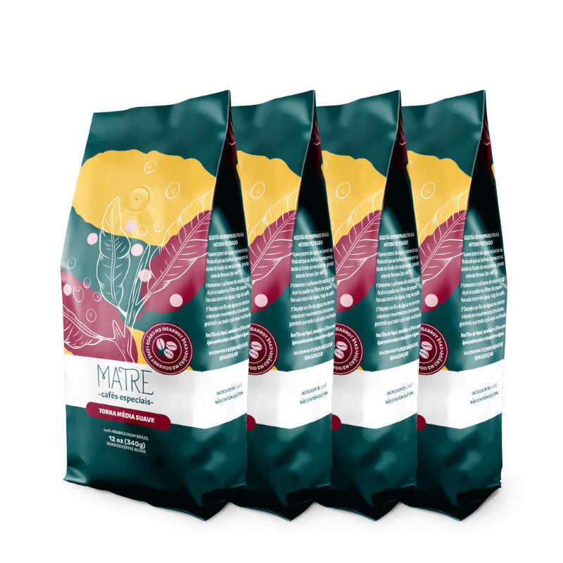 4 Pack Medium Light Roast Ground Coffee